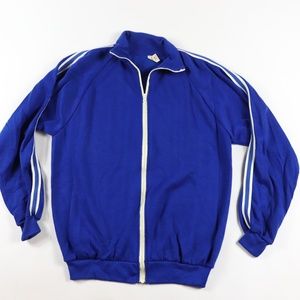 70s New Soffe Mens Large Track Warm Up Jacket Blue